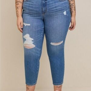 Torrid Blue Distressed Ankle Jeans